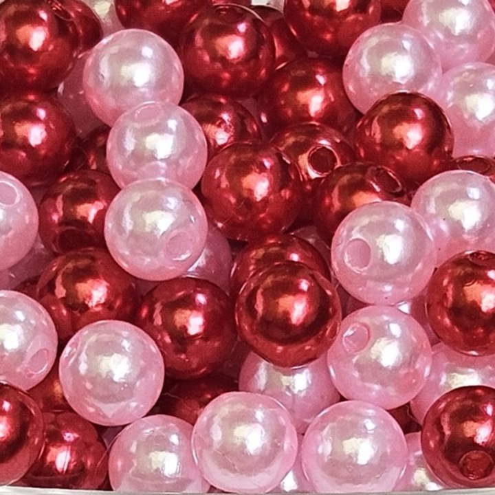 Set margele plastic 7-8mm mix roz, 200 buc