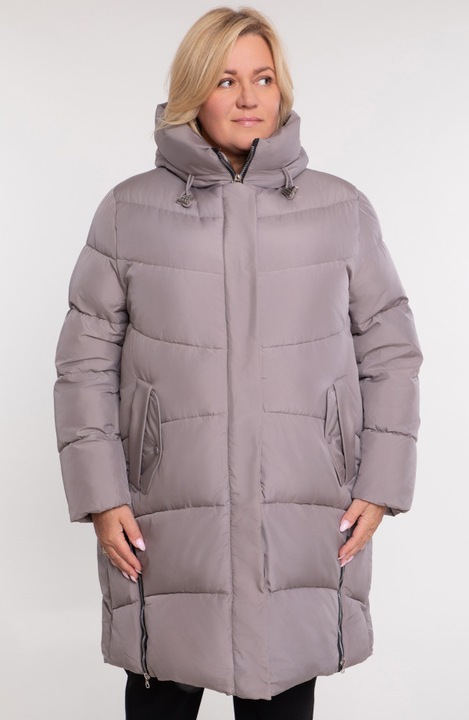 Светлосиво яке с декоративен цип