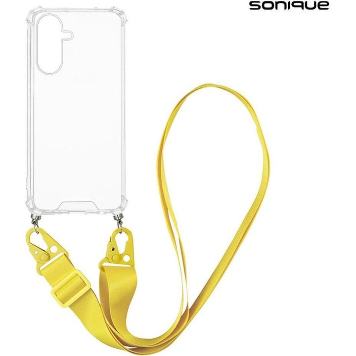 Husa telefon Sonique Armor Clear, antishock, galben, pentru Samsung Galaxy S25 Fe