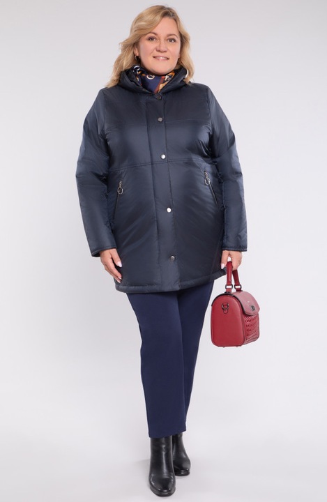 Jacheta bleumarin de tranzitie cu gluga