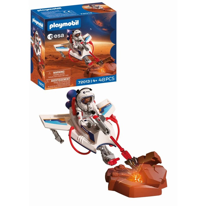 Plastilina Playmobil Planor de explorare spatiala, 4 ani+, set cu turela rotativa, tun functional, multicolor