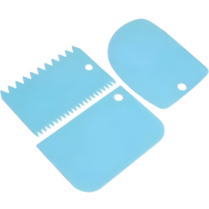 Set spatule decorare torturi IZMAEL, 3 bucăți, albastru, 12x7, 5-8, 5cm