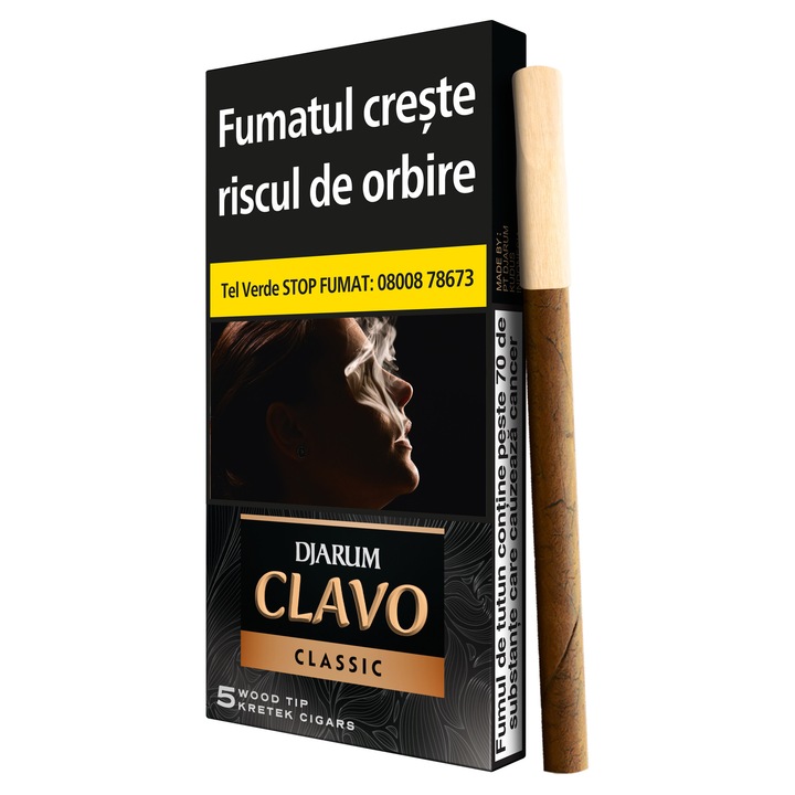 Tigari de foi, Djarum Clavo Wood Tip, Classic, 5 buc
