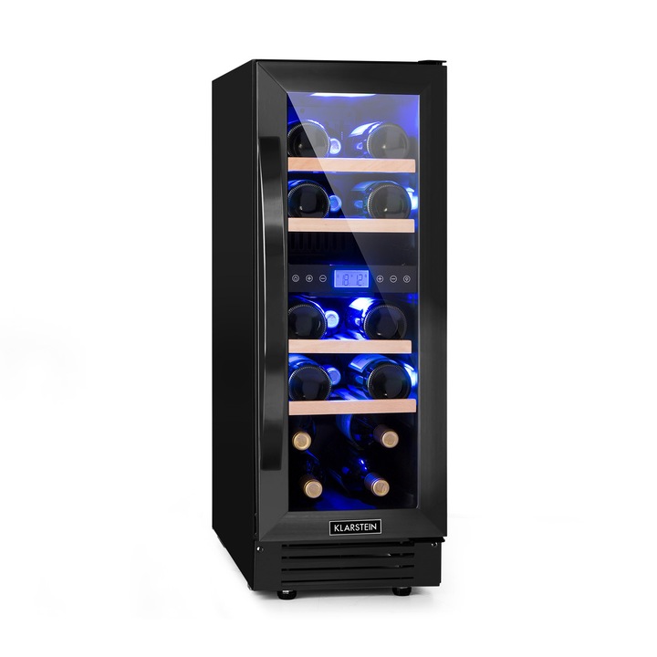 Klarstein, Vinovilla 17 Built-In Duo Onyx Edition, Vinoteca Cu Doua Zone, 53 L, 17 Sticle, Usa Din Sticla In 3 Culori