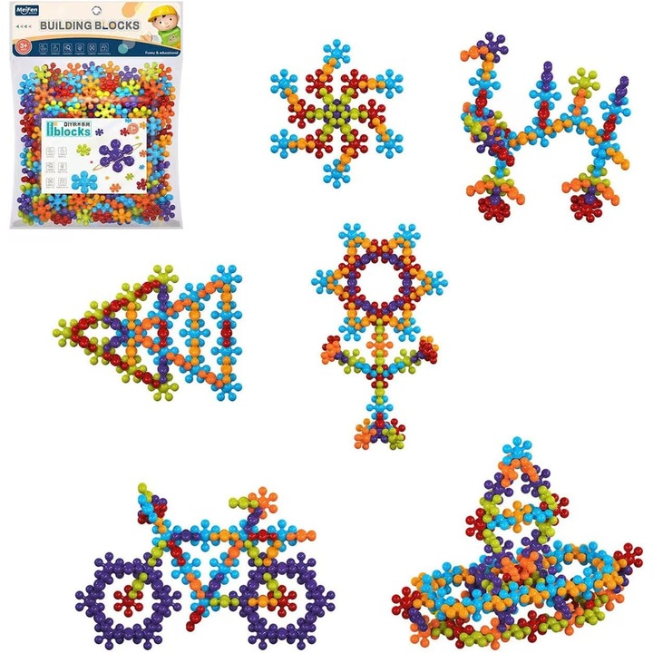 Set de construcție, LITTLE, 200 piese, forme geometrice, 4-8 ani, multicolor