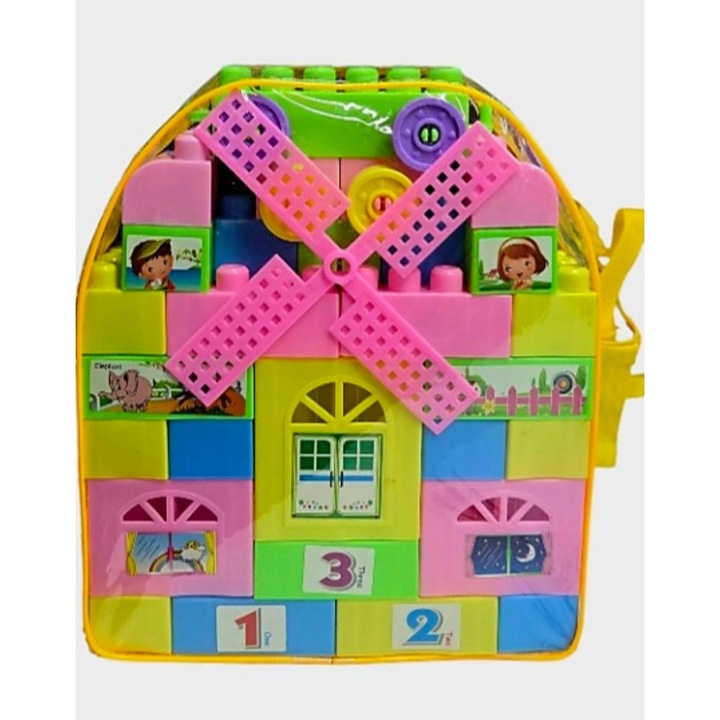 Rucsac cu joc de construcții Piccolino, 50 piese, multicolor, 3 ani