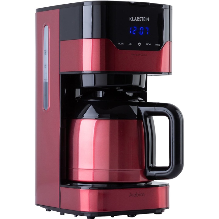 Aparat de cafea Klarstein Arabica 800W, Control EasyTouch, Argintiu/Negru, Capacitate 1, 2l