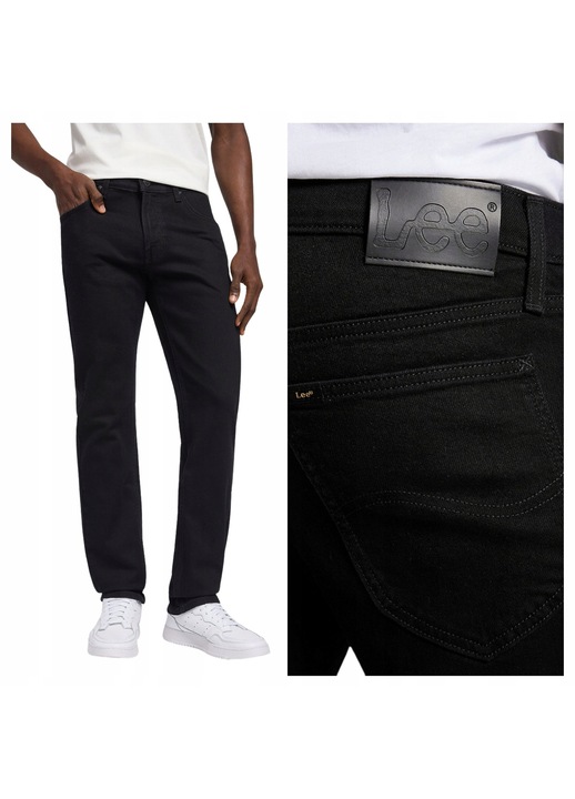 Blugi Barbati, Lee, Daren Zip Fly, Straight Fit, Talie Medie, Lungi, Fermoar, 5 Buzunare, Bumbac, Negru