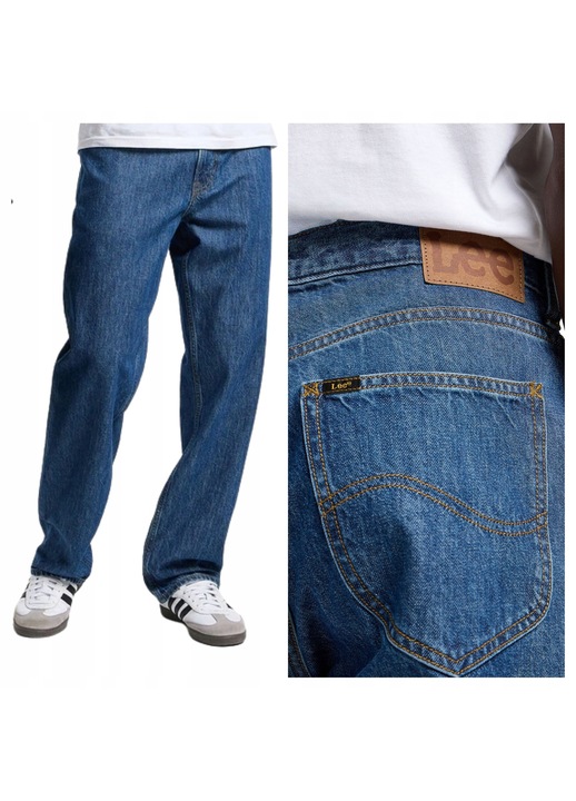 Blugi Barbati, Lee, Asher, Loose Fit, Talie Medie, 5 Buzunare, Lungi, Fermoar, Bumbac, W33-L32, Albastru