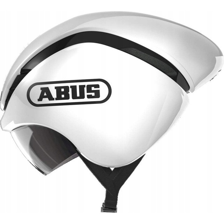 Casca de bicicleta Abus GameChanger TT Shiny White, L 58-61cm, aerodinamica, ventilatie optima, set complet