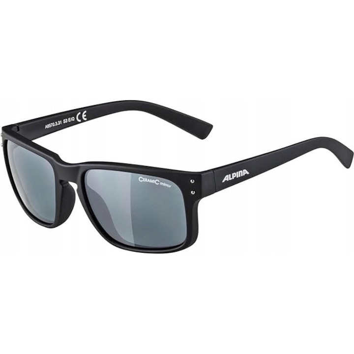 Ochelari sportivi Alpina Kosmic S3, negru mat, lentile ceramice, 100% protectie UV, 29g