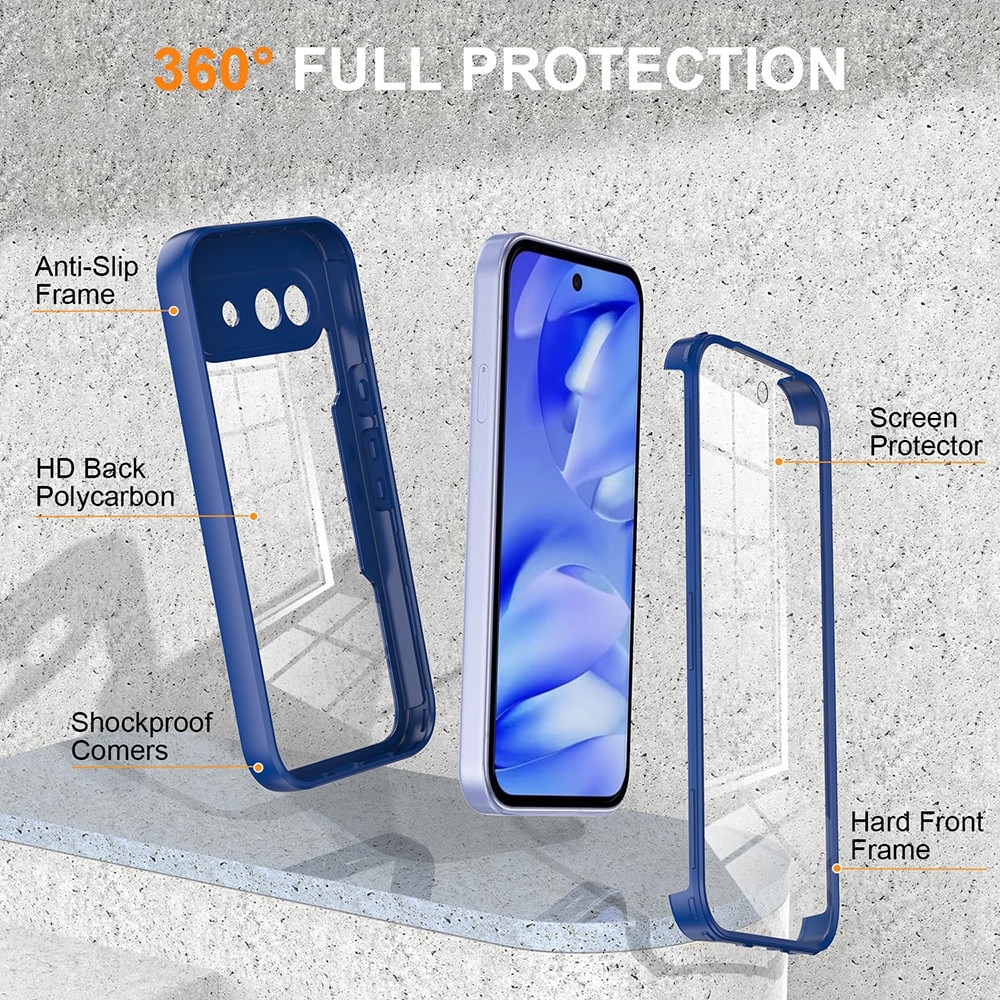 Set 360: Husa cu folie integrata pentru Google Pixel 10a Protectie 360 fata / spate - albastru