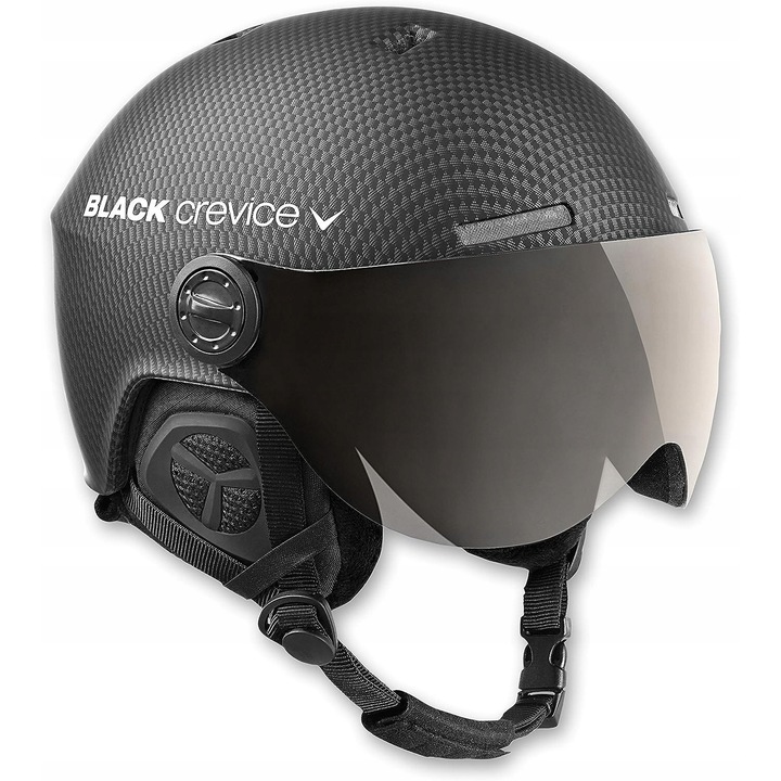 Casca de schi Black Crevice Gstaad Carbon, S 51-54cm, neagra, cu vizier S2 anti-fog