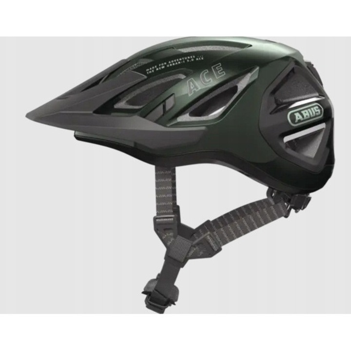 Casca de protectie Abus Urban-I 3.0 Ace, verde mustar, L 56-61cm, cu lumini LED