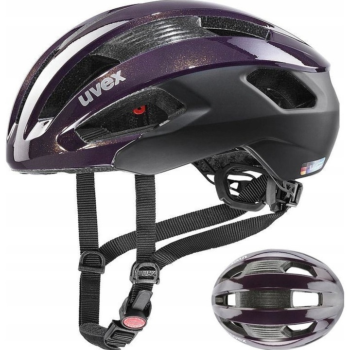 Casca de protectie Uvex Rise CC, fiolet-negru mat, S 52-56cm, tehnologie Double Inmould, ventilatie excelenta