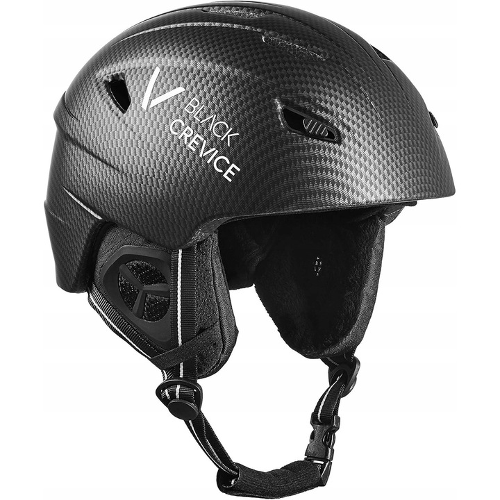 Casca de schi pentru juniori Black Crevice Streif, S 55-56cm, negru, design ergonomic, sistem de ventilatie multifunctional