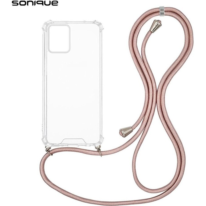 Husa telefon Sonique Armor Clear, antishock, roz, pentru Motorola Moto E13 4G