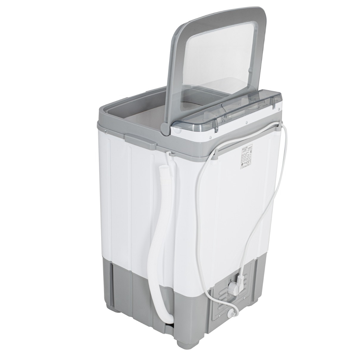 Masina de spalat cu uscator prin centrifugare, Adler AD 8057, Putere maxima de spalare 700 W, 6 kg rufe, 2 kg centrifugare, Temporizator, Alb-Gri