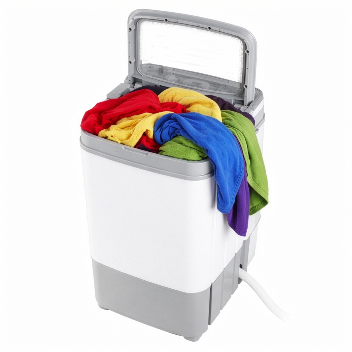 Masina de spalat cu uscator prin centrifugare, Adler AD 8057, Putere maxima de spalare 700 W, 6 kg rufe, 2 kg centrifugare, Temporizator, Alb-Gri