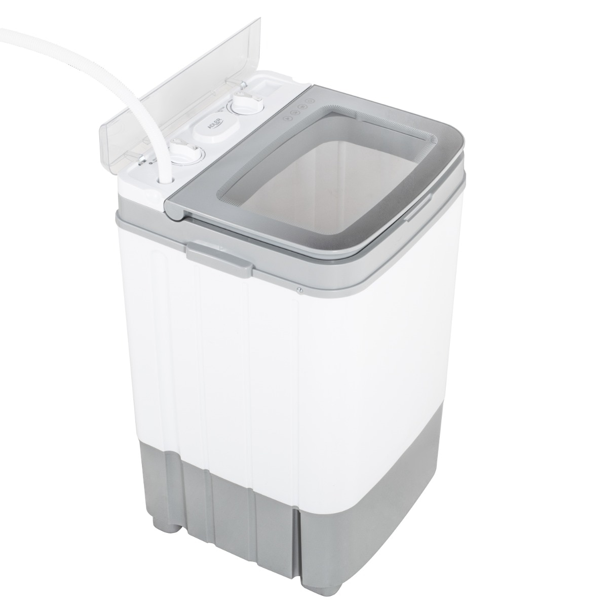 Masina de spalat cu uscator prin centrifugare, Adler AD 8057, Putere maxima de spalare 700 W, 6 kg rufe, 2 kg centrifugare, Temporizator, Alb-Gri