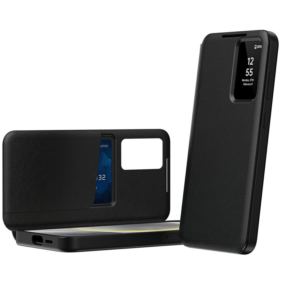 Husa pentru Samsung Galaxy A57 5G Smart Window View Tip Carte – Design Premium, Vizualizare Inteligenta, Protectie 360°, Card Slot, Textura Mata Eleganta - negru
