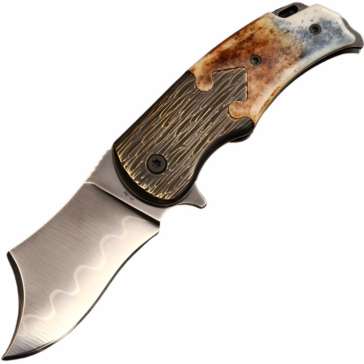 Cutit de vanatoare pliant din damasc ZE - 39877 - Multicolor