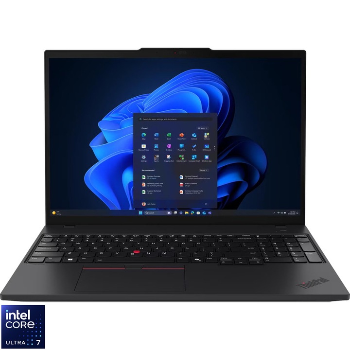 Laptop Lenovo 16'' ThinkPad T16 Gen 4, WUXGA IPS, Procesor Intel® Core™ Ultra 7 255U (12M Cache, up to 5.20 GHz), 32GB DDR5, 1TB SSD, Intel Graphics, Win 11 Pro, Black