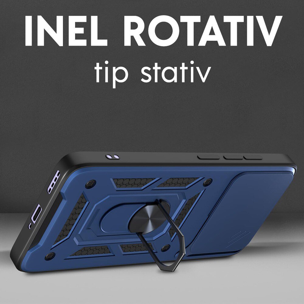 Husa pentru Realme 16 Pro cu inel rotativ 360 Daden, Camshield series, Hybrid Antisoc, Slider pentru protectia camerei, Albastru