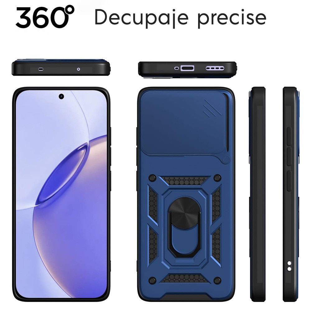 Husa pentru Realme 16 Pro cu inel rotativ 360 Daden, Camshield series, Hybrid Antisoc, Slider pentru protectia camerei, Albastru