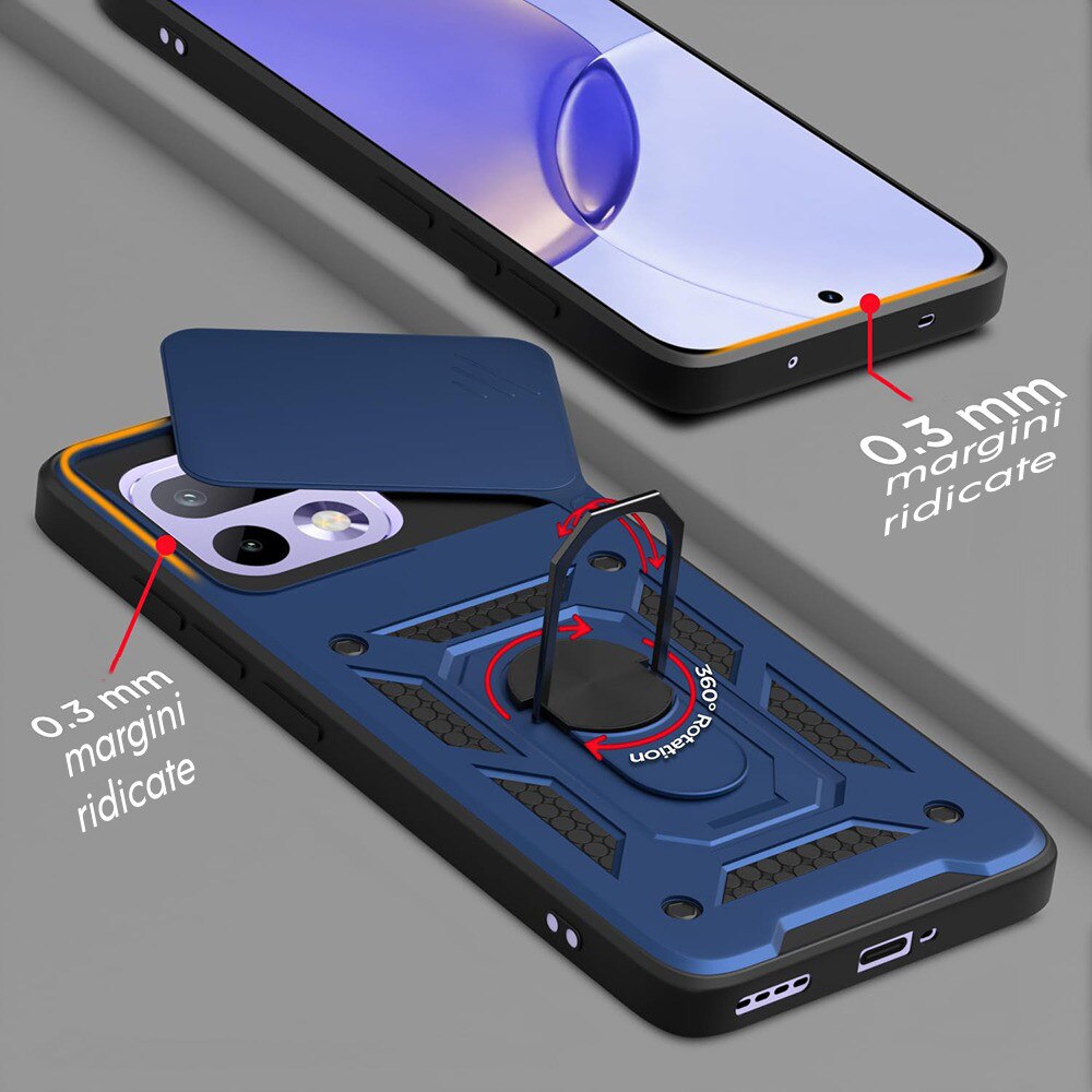 Husa pentru Realme 16 Pro cu inel rotativ 360 Daden, Camshield series, Hybrid Antisoc, Slider pentru protectia camerei, Albastru