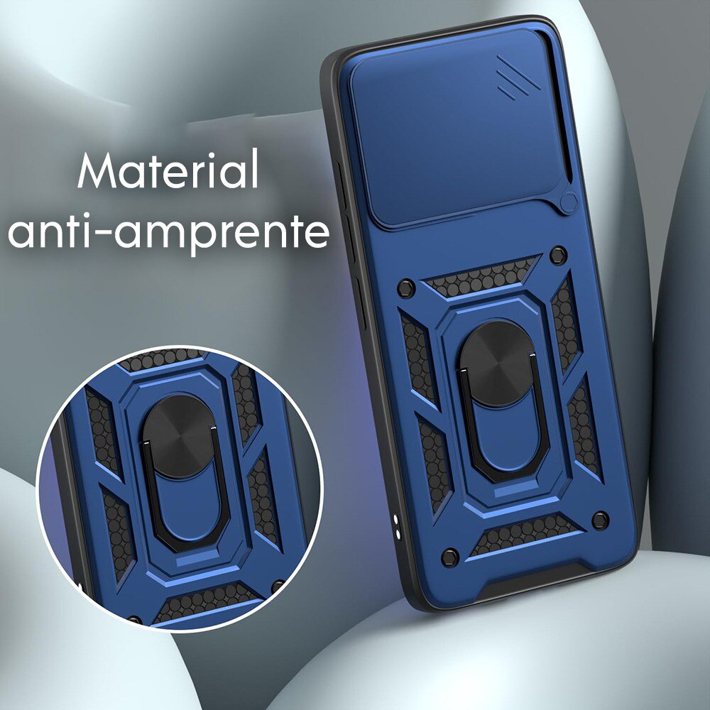Husa pentru Realme 16 Pro cu inel rotativ 360 Daden, Camshield series, Hybrid Antisoc, Slider pentru protectia camerei, Albastru