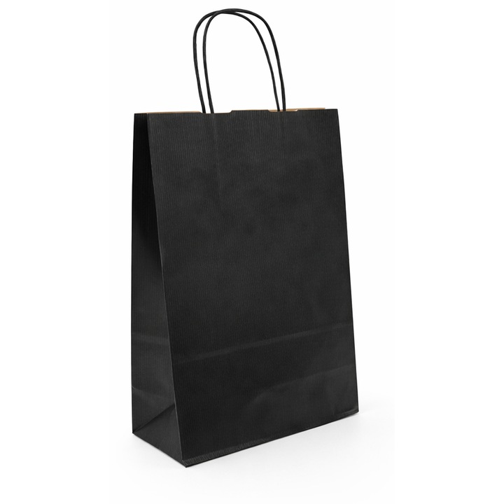 Set 10 buc - Punga pentru cadou - Nicas - kraft negru - 31.5X42.5X13 cm - Tip 3XL