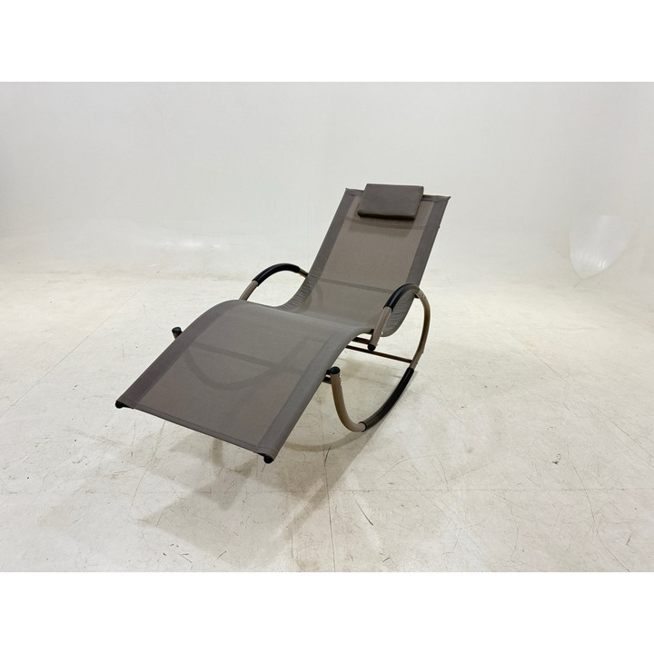 Kerti hintaágy, barna textillel, vas, 155 x 65 x 85 cm