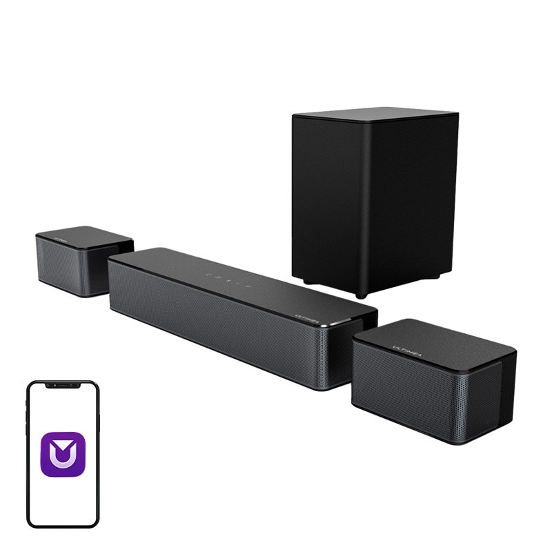 Soundbar 5.1 Ultimea Poseidon D50 cu Subwoofer si 2 sateliti, Bluetooth 5.3, Telecomanda inclusa, Negru