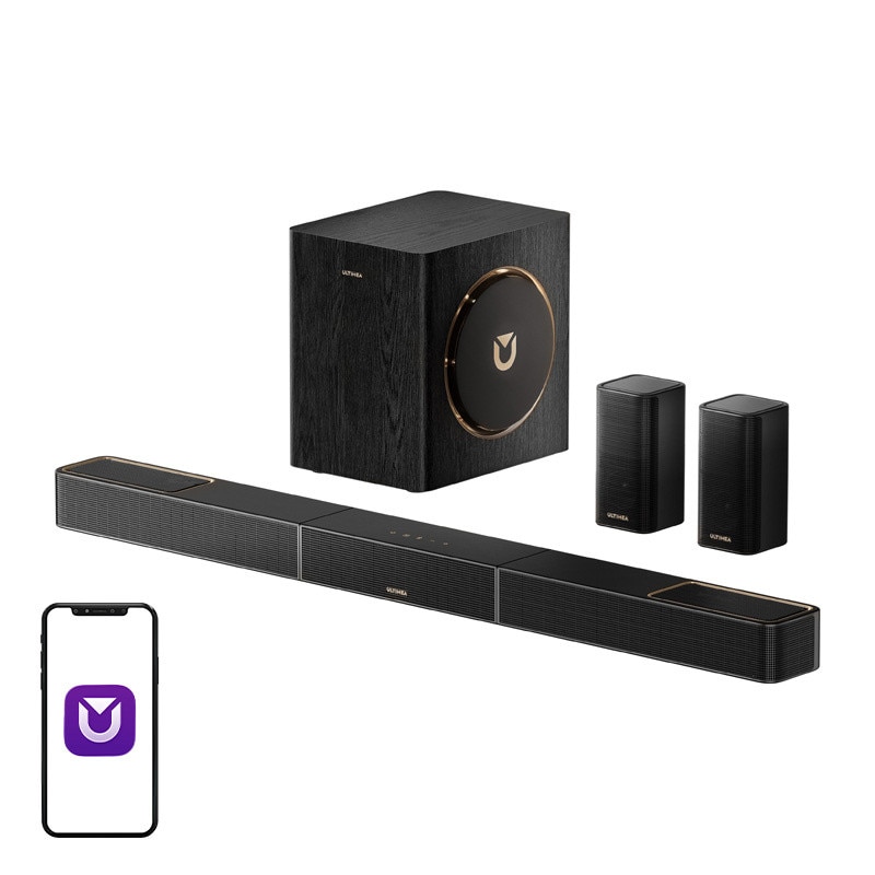 Soundbar 5.1 Ultimea Skywave X40 cu Subwoofer si 2 sateliti, Bluetooth 5.4, Telecomanda inclusa, Negru