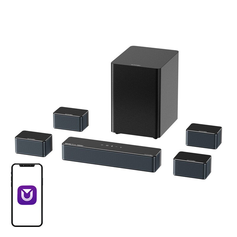 Soundbar 7.1 Ultimea Poseidon D80 BOOM cu Subwoofer si 4 sateliti, Bluetooth 5.3, Telecomanda inclusa, Negru