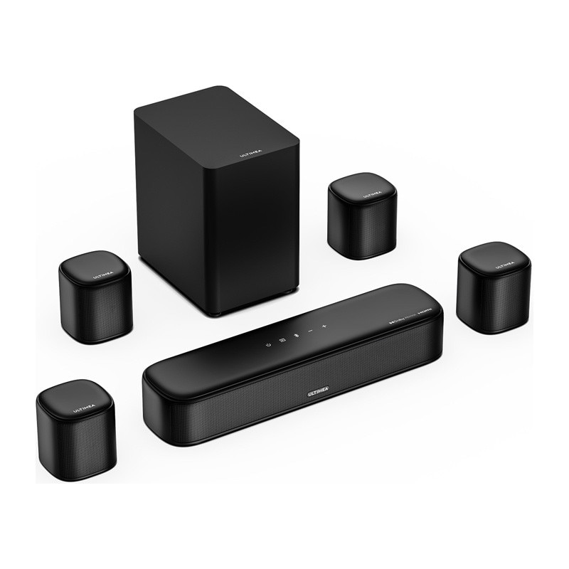 Soundbar 7.1 Ultimea Aura A60 cu Subwoofer si 4 sateliti, Bluetooth 5.3, Telecomanda inclusa, Negru