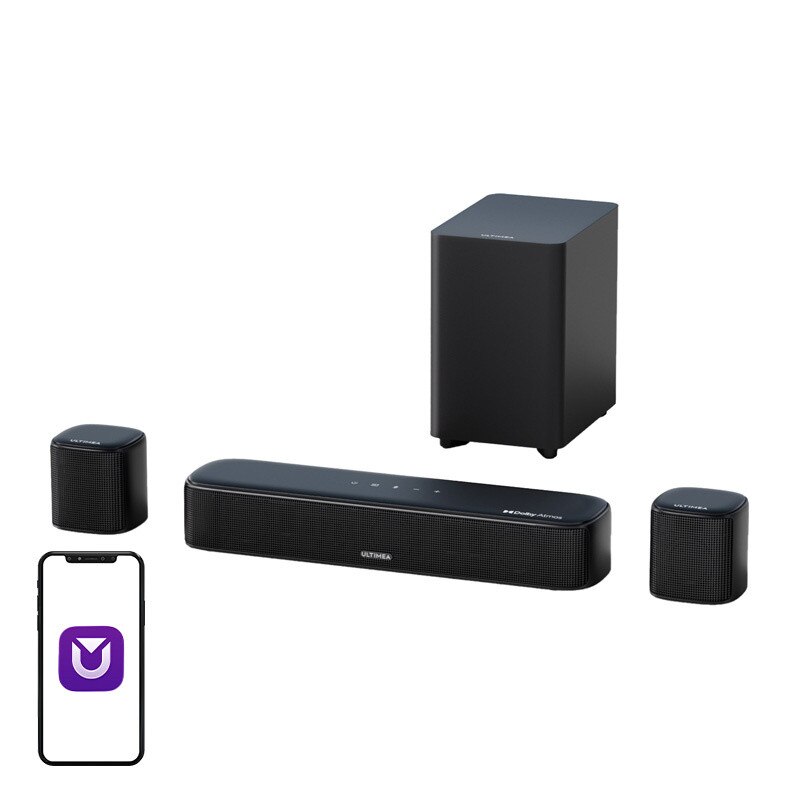 Soundbar 5.1 Ultimea Aura A50 Pro cu Subwoofer si 2 sateliti, Bluetooth 5.3, Telecomanda inclusa, Negru