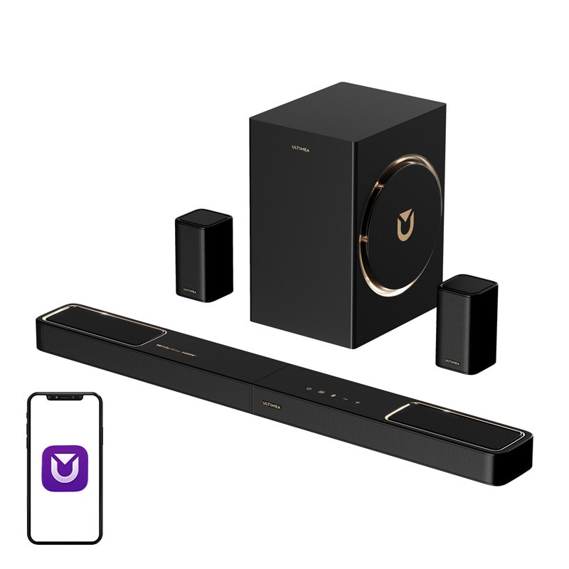 Soundbar 7.1.4 Ultimea Skywave F40 BOOM cu Subwoofer si 2 sateliti, Bluetooth 5.4, Telecomanda inclusa, Negru