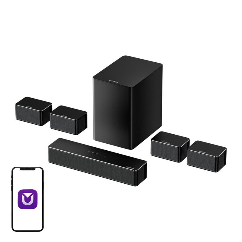 Soundbar 7.1 Ultimea Poseidon D70 cu Subwoofer si 4 sateliti, Bluetooth 5.3, Telecomanda inclusa, Negru