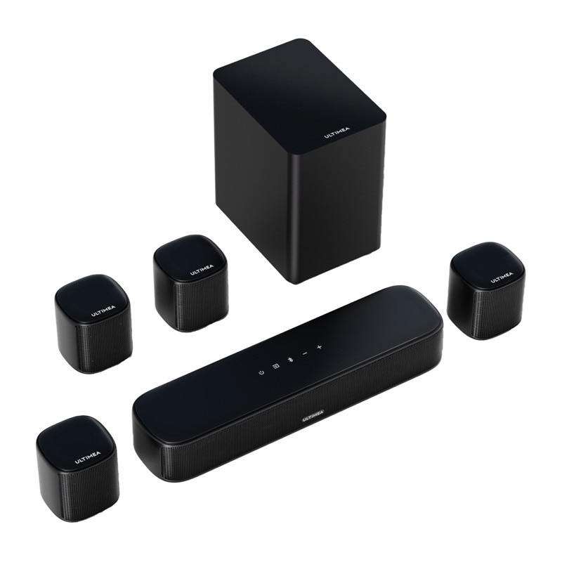 Soundbar 7.1 Ultimea Aura A40 cu Subwoofer si 4 sateliti, Bluetooth 5.3, Telecomanda inclusa, Negru