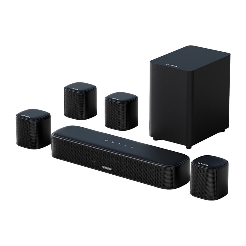 Soundbar 7.1 Ultimea Aura A40 cu Subwoofer si 4 sateliti, Bluetooth 5.3, Telecomanda inclusa, Negru