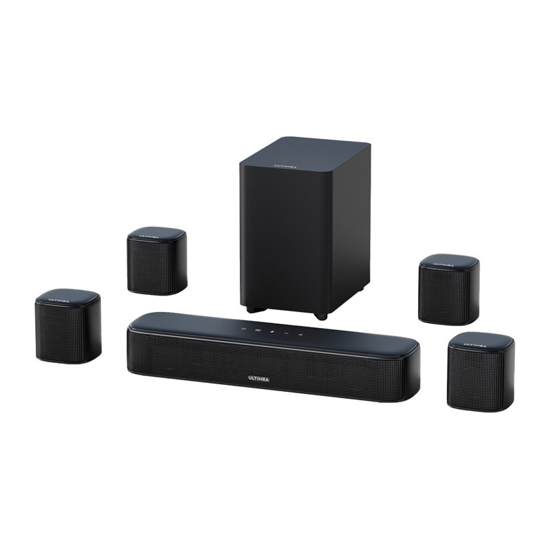 Soundbar 7.1 Ultimea Aura A40 cu Subwoofer si 4 sateliti, Bluetooth 5.3, Telecomanda inclusa, Negru