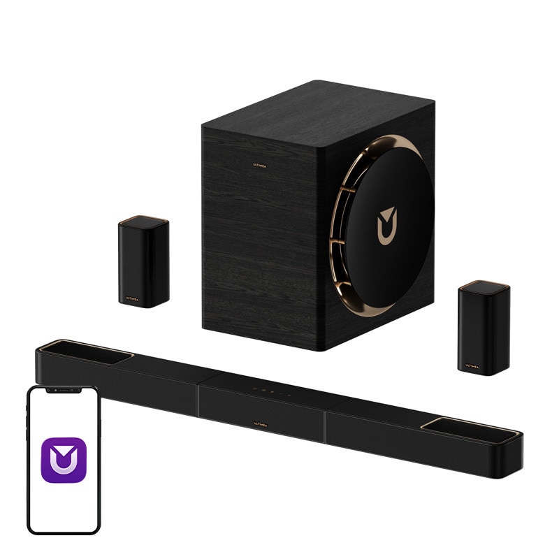 Soundbar 7.1.4 Ultimea Skywave X70 cu Subwoofer si 2 sateliti, Bluetooth 5.4, Telecomanda inclusa, Negru