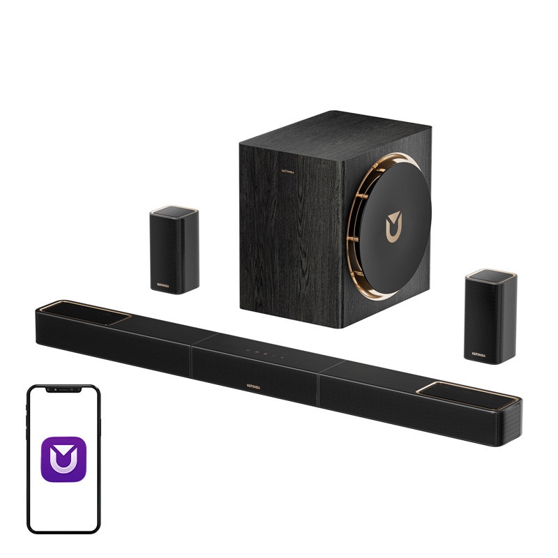 Soundbar 5.1.4 Ultimea Skywave X50 cu Subwoofer si 2 sateliti, Bluetooth 5.4, Telecomanda inclusa, Negru