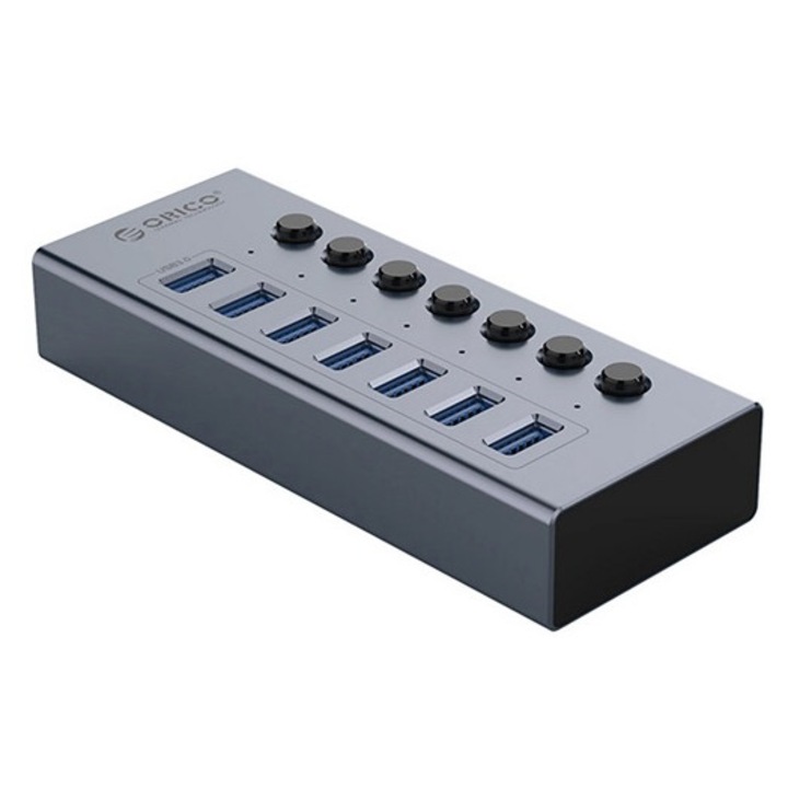 Orico bt2u3-7ab type-c hub 7in1, elosztó, 7 usb aljzat, 2a, 100cm, világosszürke