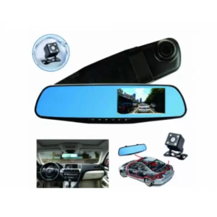 Camera Auto Oglinda Retrovizoare FHD 1080p Cu Camera Fata Spate Card Cadou 32 Gb