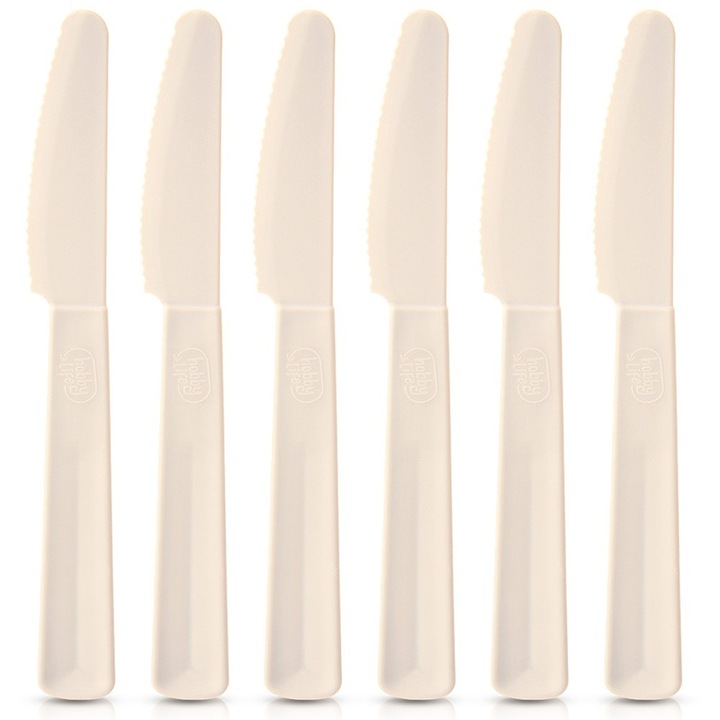 6 darab Artemis műanyag késkészlet, 17,5 cm, krém, karcálló