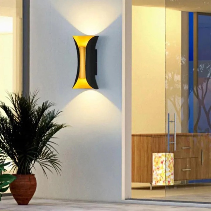 Aplica LED de Exterior Pauline 2 10 W, 2*LED, 20*10*10, IP65, Lumina calda, Negru