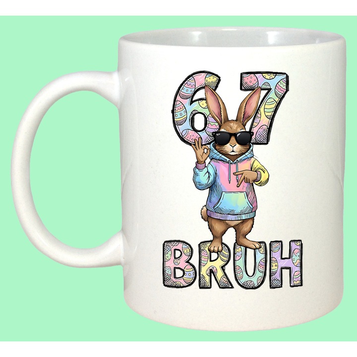 Cana Paste 67 Bunny Stylish Sunglasses Bruh Easter, Cadou, Sarbatori, Cri-Flo, Culoare Alb, 330 ml